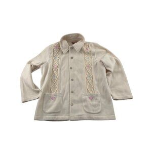 Tudor Court By Haband Women's Jacket Embroidered Button-Front Polyester Cream Si